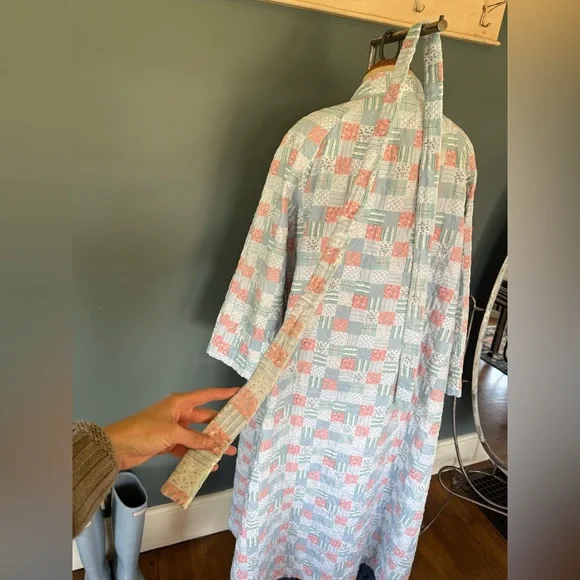 Vintage handmade patchwork Quilted duster Maxi swing coat Jacket sz S-L - Picture 13 of 16